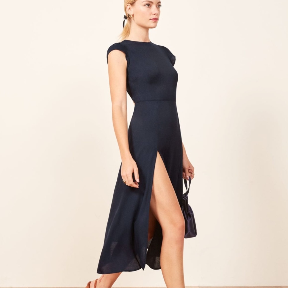 Reformation Gavin Dress - Navy Blue Size 4